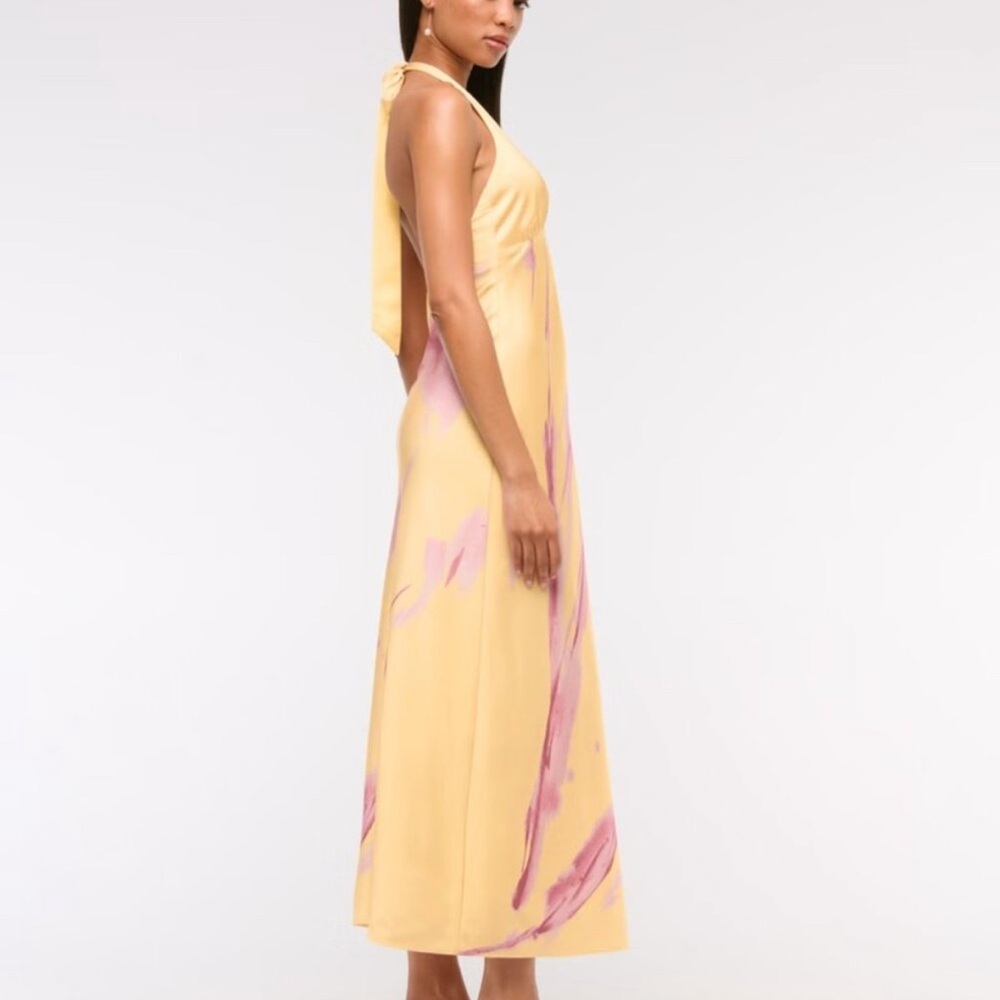 Abercrombie & Fitch Julia Slip Halter Maxi Dress - Sunny Yellow Pattern X-
Large - Picture 4 of 9